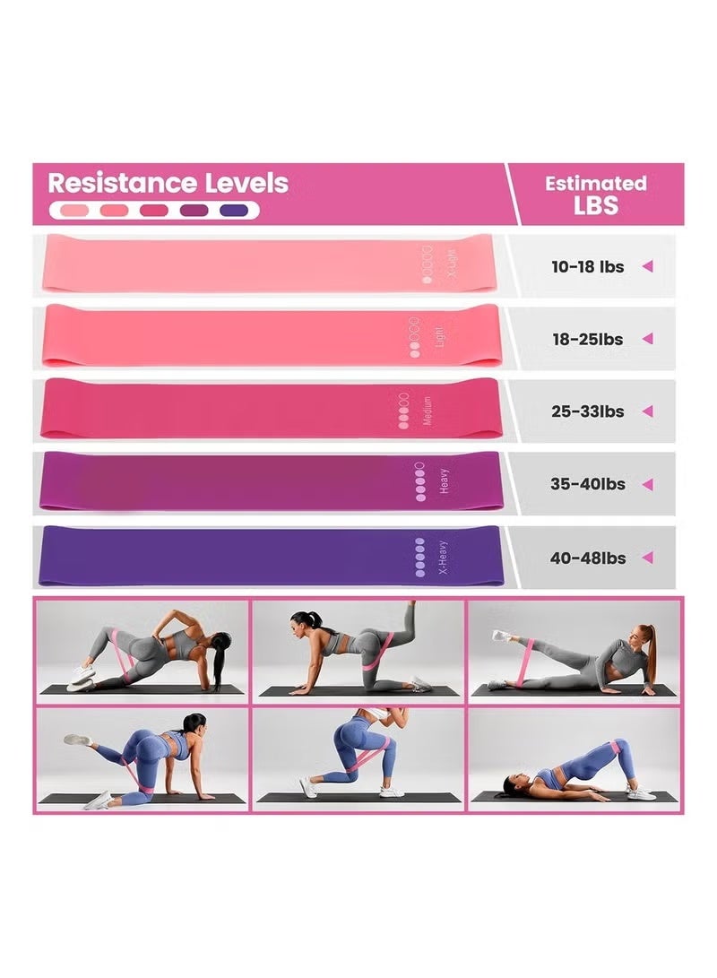VNLN Pilates Essentials Kit for Women with Pilates Ring, 9 Inch Yoga Ball, and Resistance Bands - Pink - Image 5