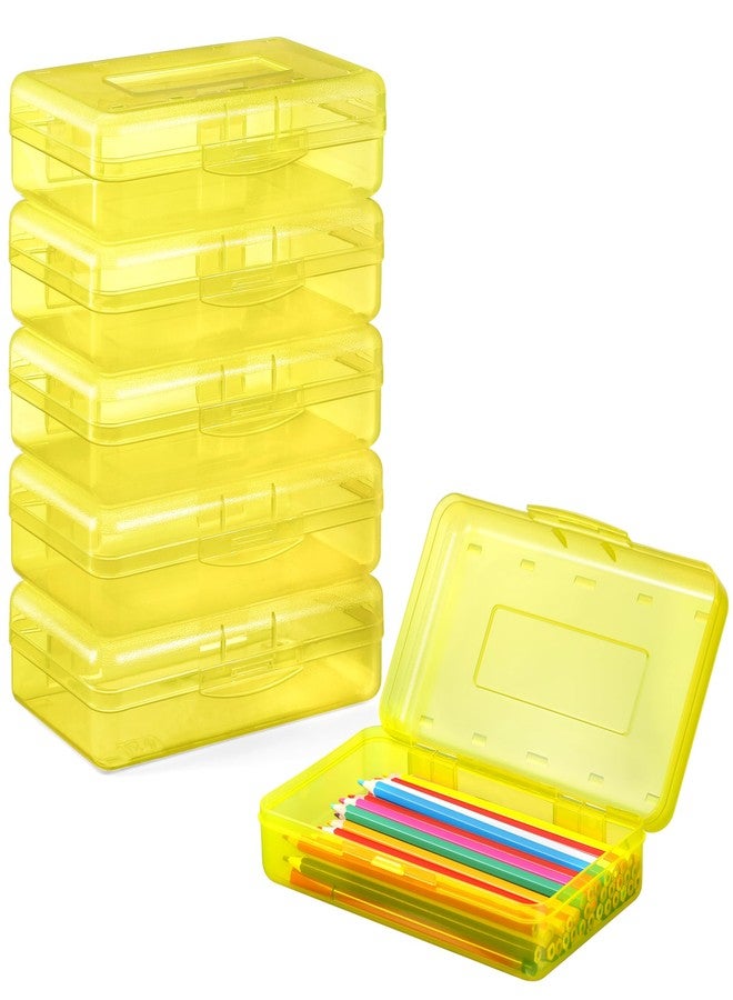 Sooez Plastic Pencil Case Box 6 Pack, Colored Large Craft Storage Bulk, Plastic Containers with Snap-tight Lids, Hobby Art School Supply 0rganizer, Marker Bead Pen Bins Organizer,Stackable - Image 1