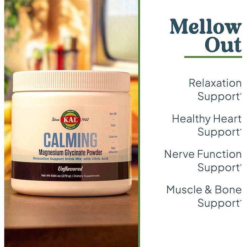 KAL Calming Magnesium Glycinate Powder Plus Citric Acid - Unflavored - Nervous System, Bone and Relaxation Support Drink Mix - No Sugar - 60-Day Guarantee, 40 Servings, 8.5 OZ - Image 3
