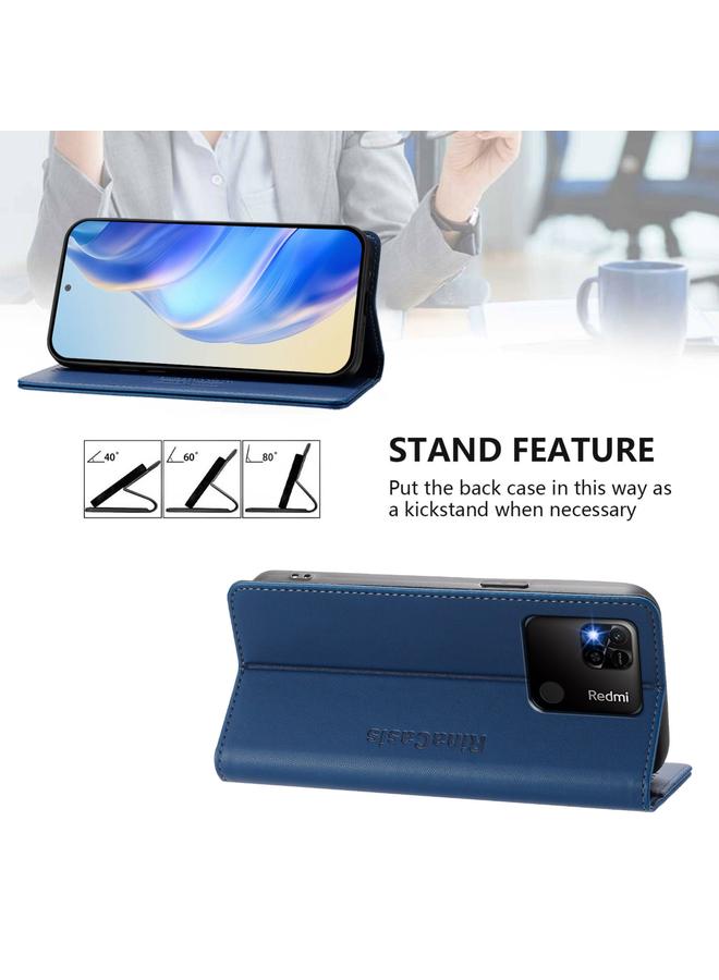 S-TOP Case For Redmi 10A / 9C RC01 Dual-Folded Magnetic Suction RFID Leather Phone Case - Image 4
