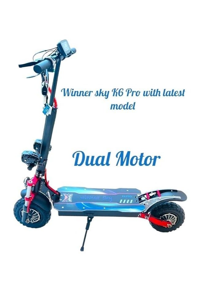 وينر سكاي سكوتر وينر سكاي K6 برو 2024 - محرك مزدوج 2000 واط وبطارية 48 فولت 15 أمبير/ساعة | سرعة قصوى 60 كم/ساعة | تصميم قابل للتعديل والطي | نظام أمان NFC ونظام تعليق مزدوج | قابل للقفل | لون أسود - Image 1