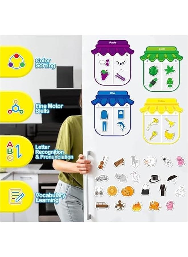Magnetic Shapes Color Sorting Matching Set, Colors Learning Matching Game for Kids, Magnetic Sorting Set Educational Magnet Color, Color Shape Matching Fridge Magnets  - Image 2