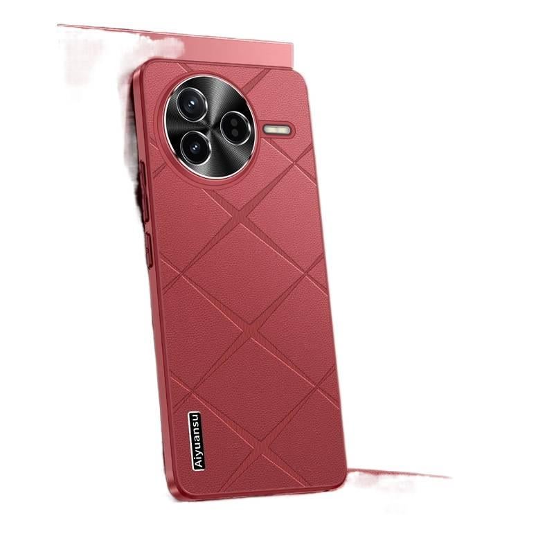 غطاء واقي بملمس جلد لـ Redmi Note 14 Pro مع حماية من السقوط وتغطية كاملة مع مقاوم للصدمات مع نقشة مربعات باللون أحمر للاستخدام اليومي للاستخدام المنزلي للهدايا - Image 1