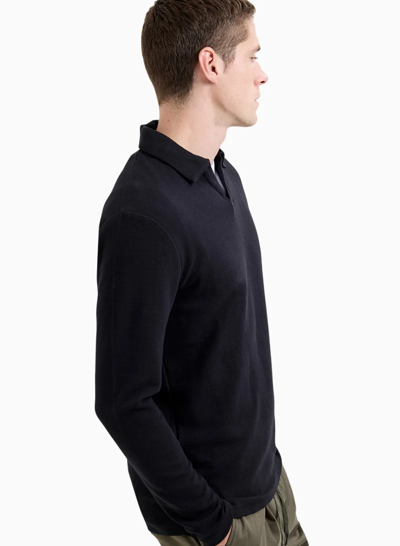 French Connection Long Sleeve Ottoman Polo Neck Shirt