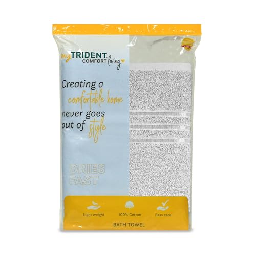 MYTRIDENT Bath Towel for Men/Women | Comfort Living | Quick Drying | Travel Friendly | 1 Piece Large Size | 100% Cotton 400 GSM | 70 x 140 cm - Ice Grey - Image 4