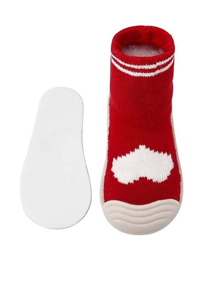 Baby Toddler Sock Shoes, Infant First Walking Shoes, Indoor Anti-Slip Slippers for Baby Girls Boys (6 Toddler, Red)  - Image 2