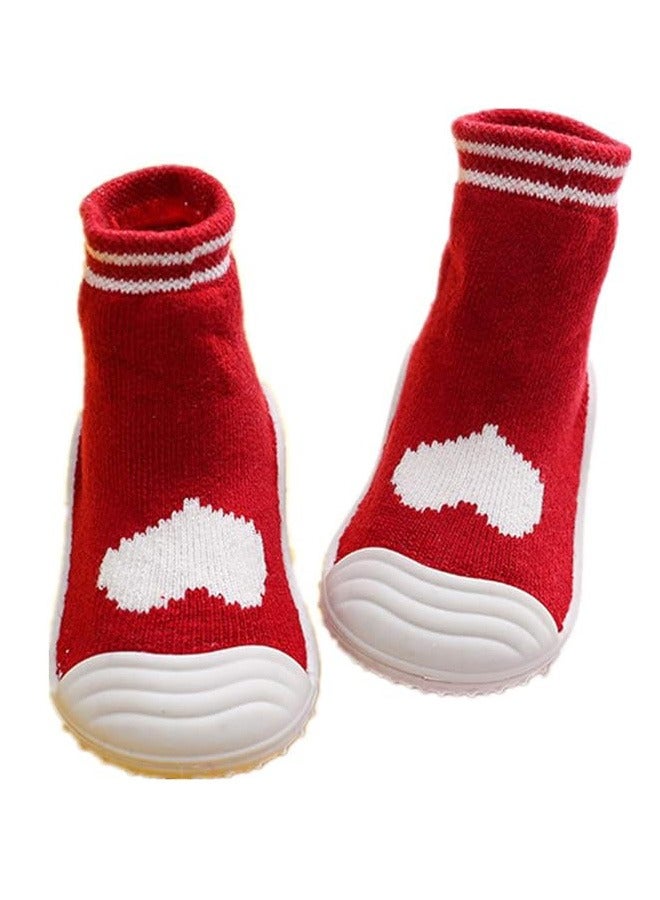 Baby Toddler Sock Shoes, Infant First Walking Shoes, Indoor Anti-Slip Slippers for Baby Girls Boys (6 Toddler, Red)  - Image 5