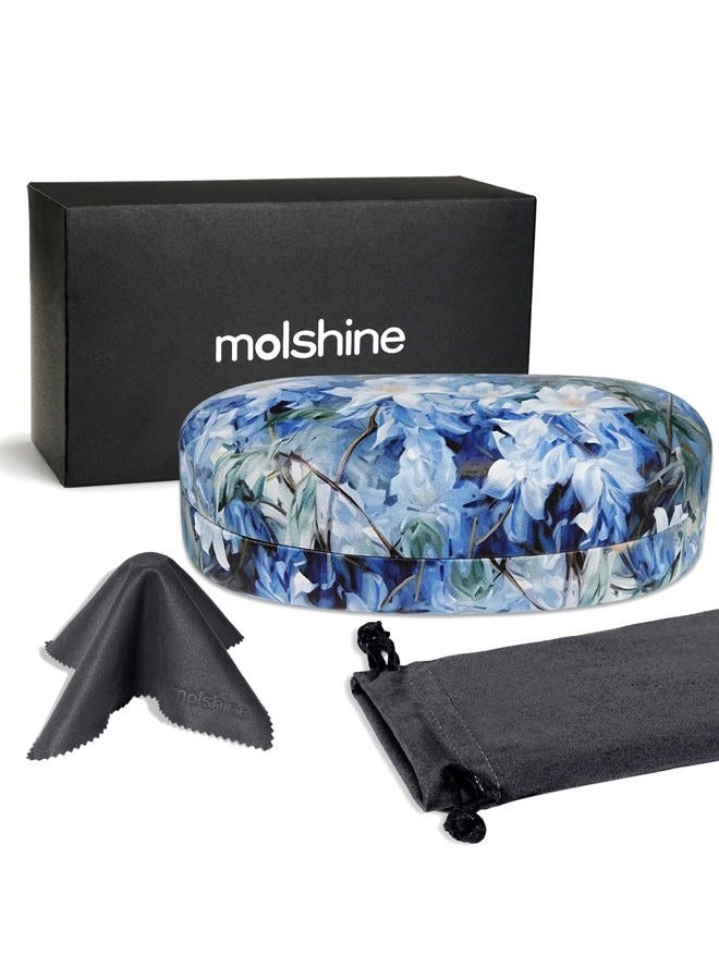 molshine Hard Shell Sunglasses Case,Classic Large Glasses Case for Sunglass, Eyeglasses with Cleaning Cloth, Pocket (Black) - Image 2