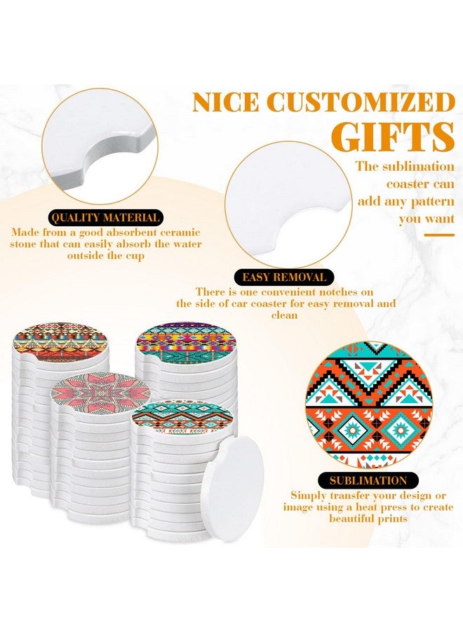 Zhehao 150 Pcs Ceramic Car Coasters With Bags And Cards 2.64'' Sublimation Coasters Blanks Ceramic Car Cup Holder Coasters With A Finger Notch For Easy Removal Car Coaster Packaging For Selling - Image 4