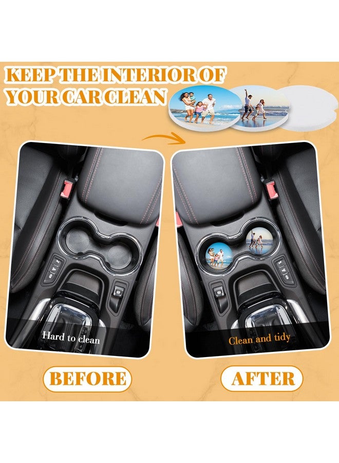 Zhehao 150 Pcs Ceramic Car Coasters With Bags And Cards 2.64'' Sublimation Coasters Blanks Ceramic Car Cup Holder Coasters With A Finger Notch For Easy Removal Car Coaster Packaging For Selling - Image 5