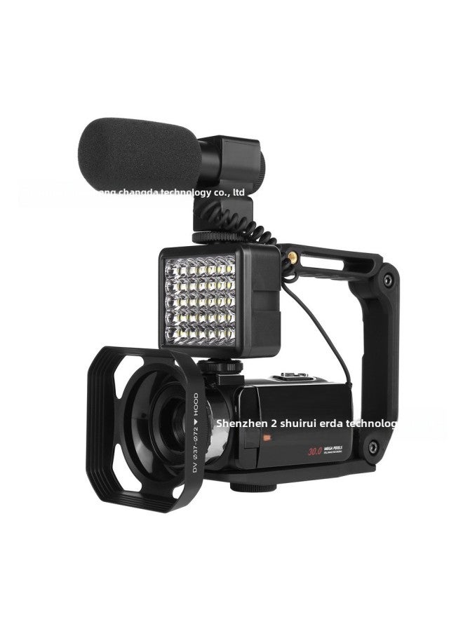 Generic 2.7K Digital Camera Home HD Camera Live Short Video Handheld DV-Body Color:Camera Microphone Hood Handle  - Image 2