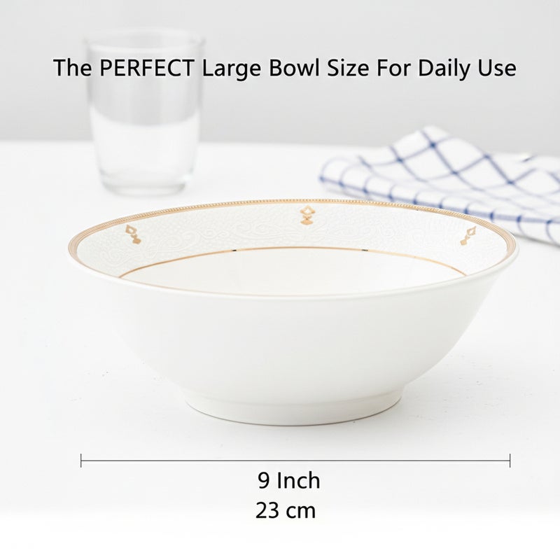 Shallow ZAYA New Bone China Bowl 23 cm – Large White Serving Bowl for Salads & Sharing, Elegant Tableware for Daily Use, Brunch, Ramadan, Eid, Diwali & Gifting - Image 2