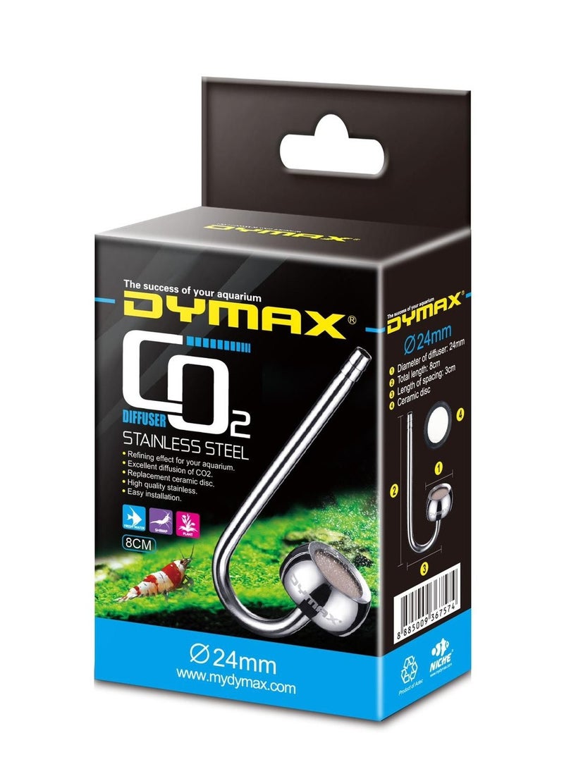 DYMAX STAINLESS STEEL CO2 DIFFUSER DIA. 24mm LENGTH 8cm - Image 1