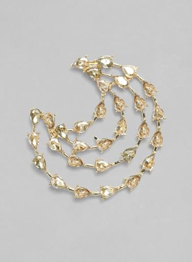 Rubans 22K Gold-Plated Teardrop Design Cubic Zirconia Studded Spiral Hoop Earrings for Women & Girls - Elegant & Trendy Earrings with Clear Stones - Image 5