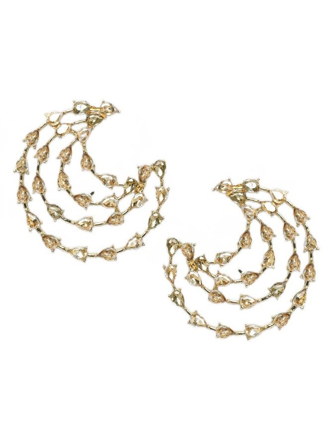 Rubans 22K Gold-Plated Teardrop Design Cubic Zirconia Studded Spiral Hoop Earrings for Women & Girls - Elegant & Trendy Earrings with Clear Stones - Image 1