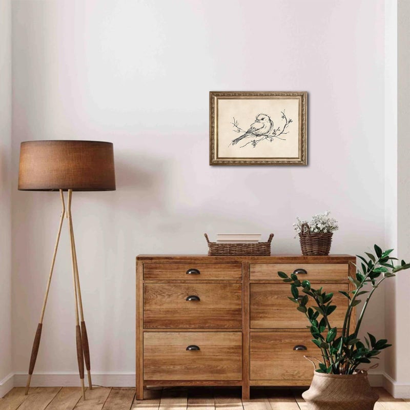 uniro Vintage Wall Art Prints Farmhouse Decor Bird Sketch Canvas Oil Painting Neutral Bird Line Drawing Beige Decor Minimalist Spring Artwork Pictures for Bedroom Gallery Living Room De cor (8" x 10"-UNFRAMED) - Image 3