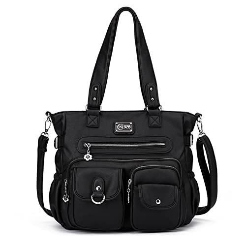 KL928 Large Purses for Women Shoulder Bag Tote Handbags Stylish Vegan Leather Hobo Bags Ladies, A-Black-4 - Image 1