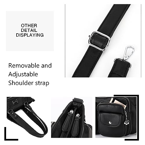 KL928 Large Purses for Women Shoulder Bag Tote Handbags Stylish Vegan Leather Hobo Bags Ladies, A-Black-4 - Image 4