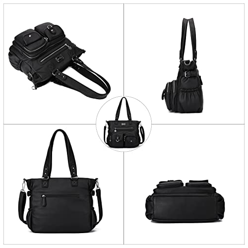 KL928 Large Purses for Women Shoulder Bag Tote Handbags Stylish Vegan Leather Hobo Bags Ladies, A-Black-4 - Image 3