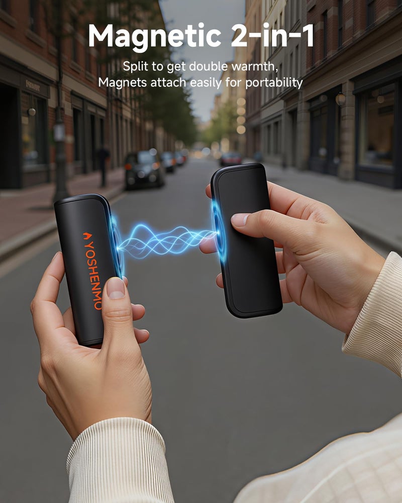 YOSHENMO Hand Warmers Rechargeable, 360Â° Heating Electric Handwarmer, 3 Levels with AI Smart Chips, Max 16 Hrs Reusable Portable Pocket Heater, Warm Gifts for Christmas, Indoor, Outdoor (Black 2 Pack) - Image 5
