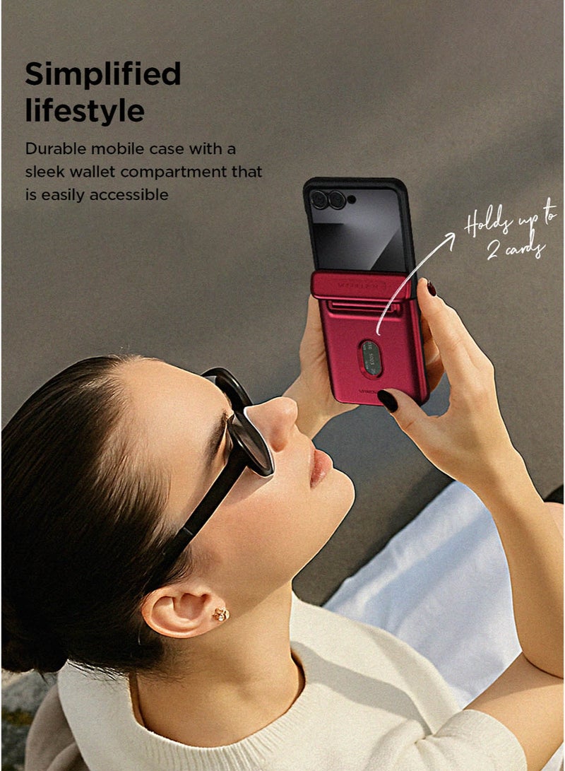 VRS Design حافظة تيرا غارد مودرن جو لهاتف سامسونج جالكسي زد فليب 7 [فتحة لحمل بطاقتين] (2025) مع [حماية شاشة مدمجة] وحماية المفصل - أخضر معدني - Image 5