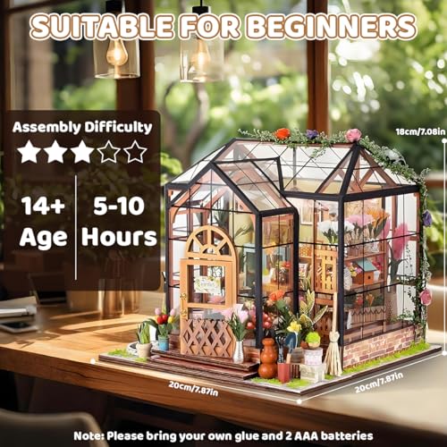PATPAT® DIY Miniature House Kit, Mini House Building Kit with LED, DIY Wooden Dollhouse Miniature Kit for Adults Teen, Wooden Craft Items Lovely Dollhouse Kit Home Decor - Image 2