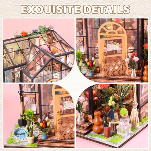 PATPAT® DIY Miniature House Kit, Mini House Building Kit with LED, DIY Wooden Dollhouse Miniature Kit for Adults Teen, Wooden Craft Items Lovely Dollhouse Kit Home Decor - Image 3