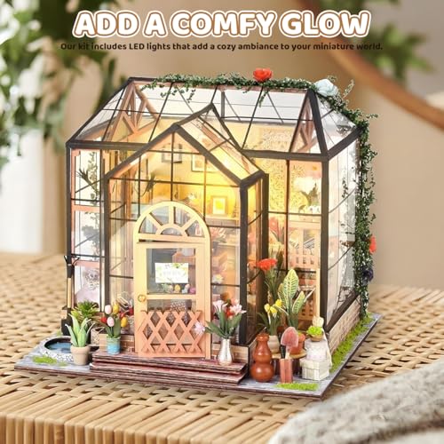 PATPAT® DIY Miniature House Kit, Mini House Building Kit with LED, DIY Wooden Dollhouse Miniature Kit for Adults Teen, Wooden Craft Items Lovely Dollhouse Kit Home Decor - Image 5