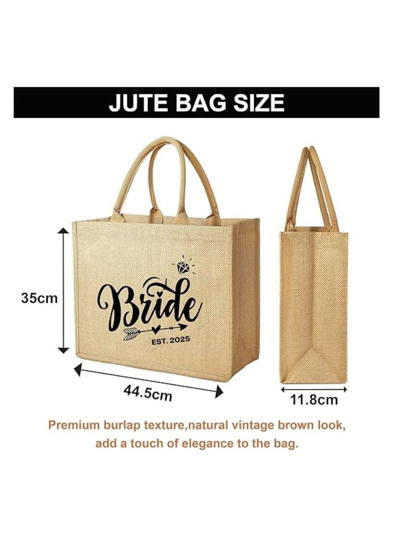 PRINTSHOP4ME Jute Tote Bag-Bride Est-Wedding Party Gift Bag For Bridesmaids And Guests-Wedding Party Favors  - Image 2