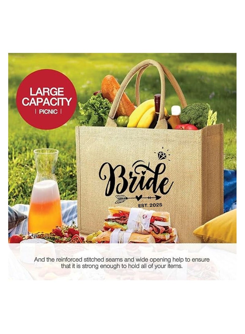PRINTSHOP4ME Jute Tote Bag-Bride Est-Wedding Party Gift Bag For Bridesmaids And Guests-Wedding Party Favors  - Image 4