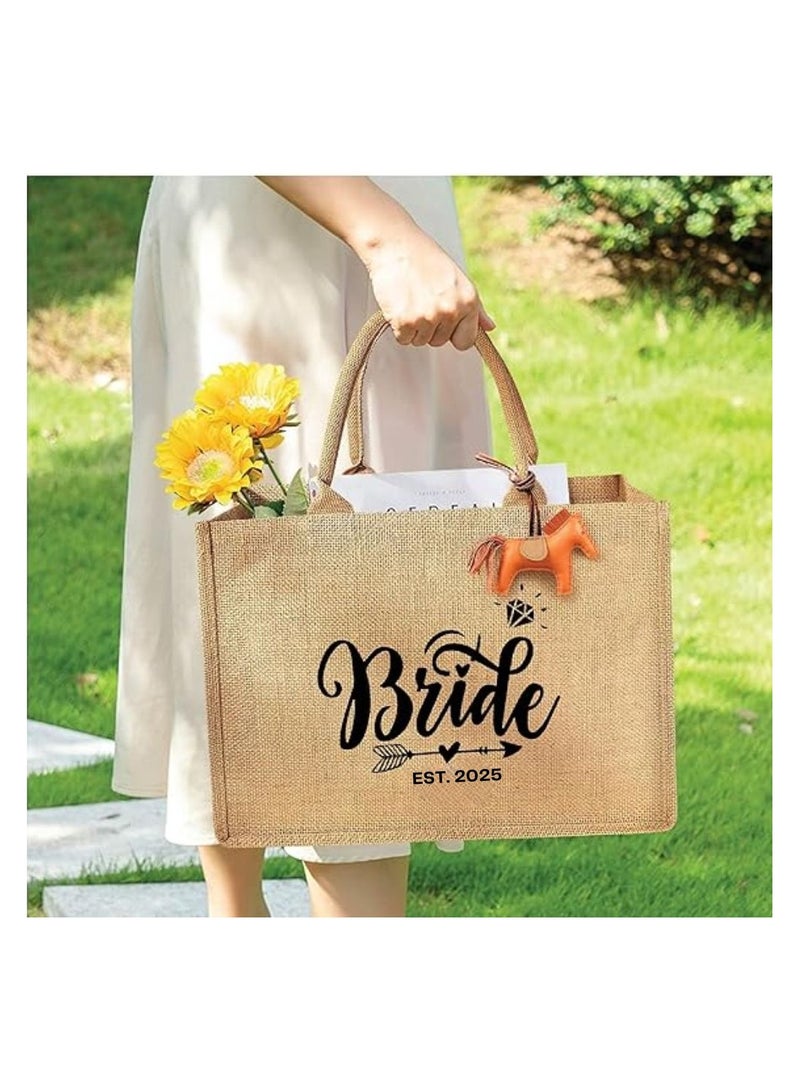 PRINTSHOP4ME Jute Tote Bag-Bride Est-Wedding Party Gift Bag For Bridesmaids And Guests-Wedding Party Favors  - Image 5