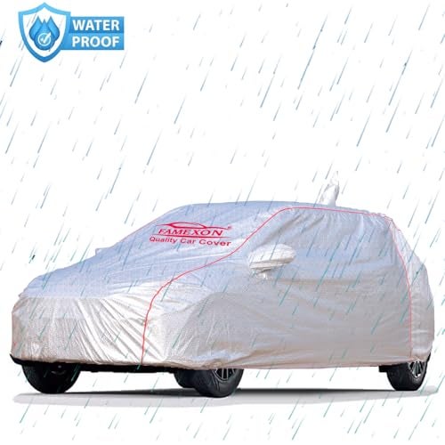 FAMEXON Waterproof Car Body Cover with Mirror Pocket Compatible for Tata Tigor Triple Layer Inner Fabric & Pipein Design Protects from Animals, Heat, Rainfall (Metallic Silver) - Image 4