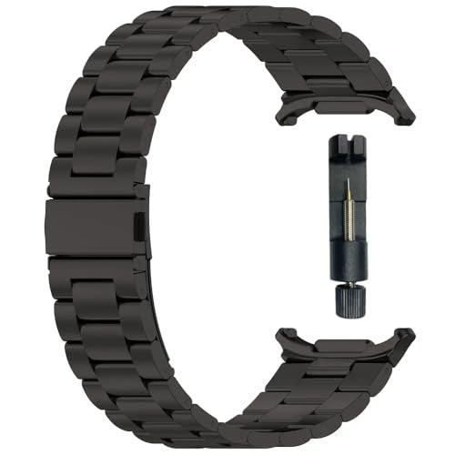 T TECLUSIVE Ultra Luxury Stainless Steel Metal Chain Strap Band Compatible for Galaxy Watch Ultra | No Gap Metal Strap for Galaxy Watch Ultra with Watch Strap Adjuster Tool (Black) - Image 1