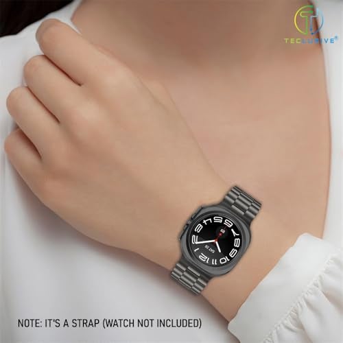 T TECLUSIVE Ultra Luxury Stainless Steel Metal Chain Strap Band Compatible for Galaxy Watch Ultra | No Gap Metal Strap for Galaxy Watch Ultra with Watch Strap Adjuster Tool (Black) - Image 5