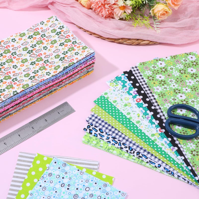 Kifmurase 100 Pieces 10 x 10 Inches Cotton Fabric Squares, Precut Quilting Fabric Bundles Layer Fat Floral Patchwork Fabrics for DIY Crafts Sewing Beginners Cloths Handmade - Image 5
