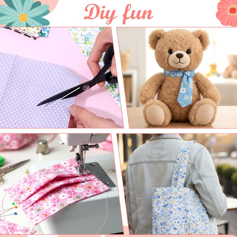 Kifmurase 100 Pieces 10 x 10 Inches Cotton Fabric Squares, Precut Quilting Fabric Bundles Layer Fat Floral Patchwork Fabrics for DIY Crafts Sewing Beginners Cloths Handmade - Image 4