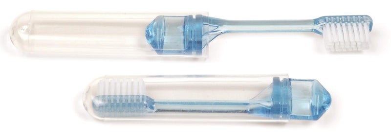 FRESHMINT Individually Wrapped Bulk 2Piece Travel Toothbrush 100 Pack Collapsible Toothbrush Easy to Grip Soft Nylon Bristles Perfect for Travel Hotel Donation