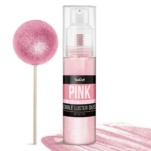 YumCraft Edible Glitter Spray  20g Luster Dust Edible Food Grade Glitter for Cake Decorating Cocktails Drinks  Shimmer Dust Powder Metallic Food Coloring Powder for Cookie Candy Icing Pink - Image 1