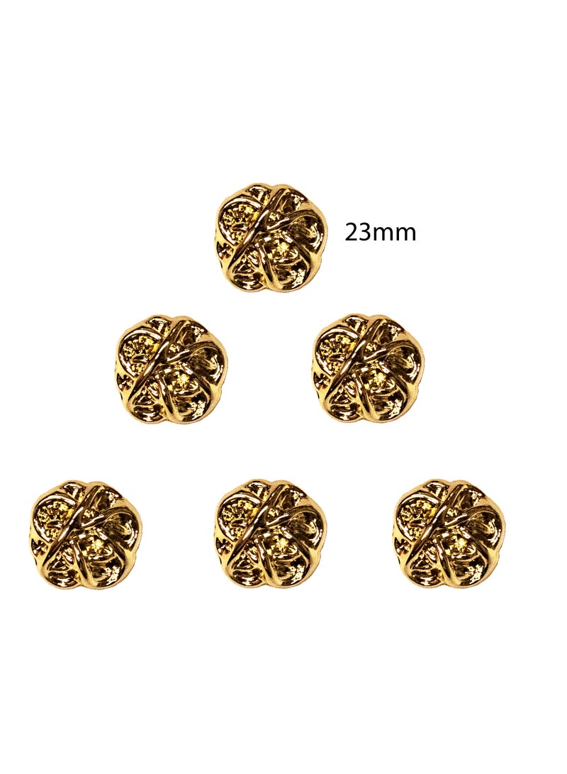18 Pcs Premium Gold Metal Buttons Round Textured Shank Buttons for Coats, Jackets,Abayas, Blazers, Crafts (12pcs 18mm & 6pcs 23mm) - Image 2