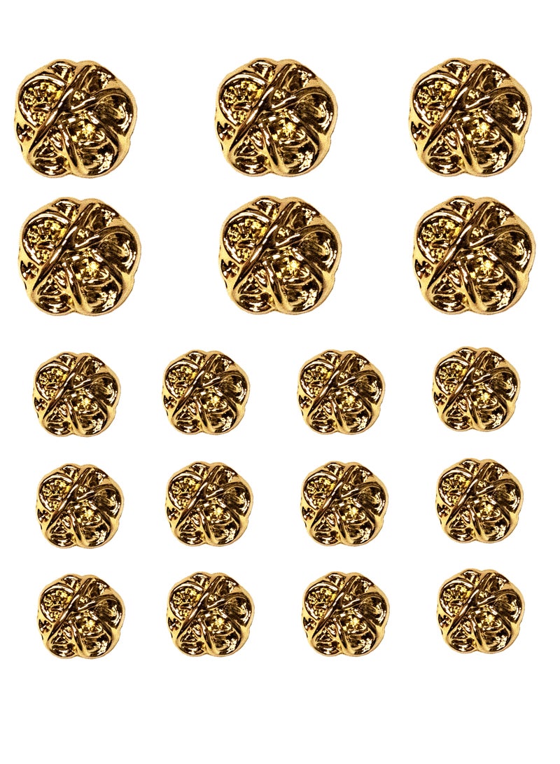 18 Pcs Premium Gold Metal Buttons Round Textured Shank Buttons for Coats, Jackets,Abayas, Blazers, Crafts (12pcs 18mm & 6pcs 23mm) - Image 1