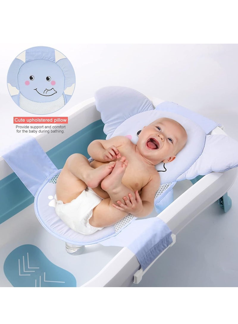 Baby Bath Seat Support Net Quick Drying Adjustable Comfortable Non-Slip Infant Bathtub Sling Shower Mesh for a Tub Net Slip Proof Mesh Comfortable with Safety Support Corners Blue - Image 4