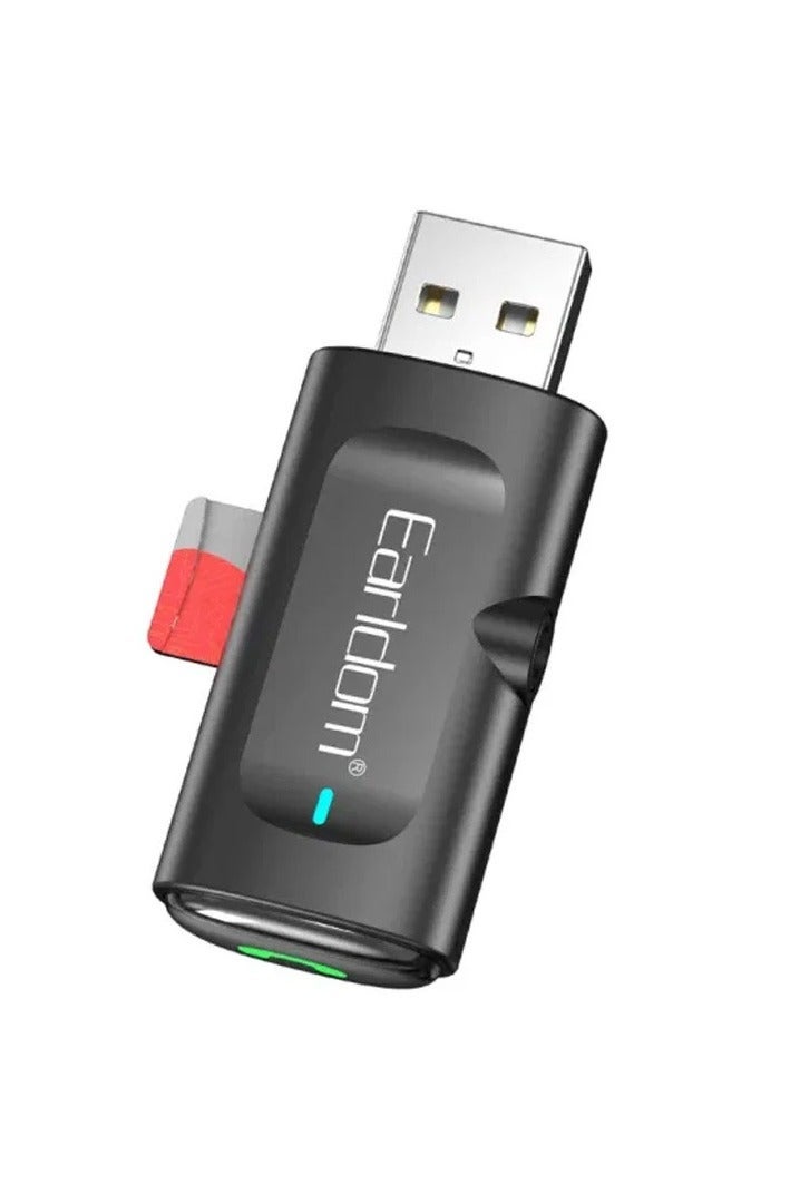 Earldom ET-BR06 Wireless Audio Receiver USB Bluetooth 5.3 with 3.5mm Port – High Sound Quality Music & Call Support - Black - Image 1