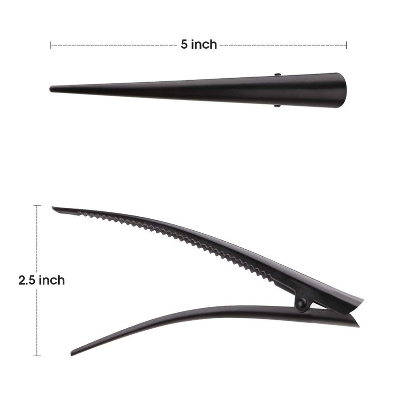 GLAMFIELDS 12 Pack Alligator Hair Clips for Styling Sectioning Salon Hairstyle, GLAMFIELDS 5 inch Non-Slip Black Duckbill Metal Teeth Clips for Women Girls Thick Hair - Image 3