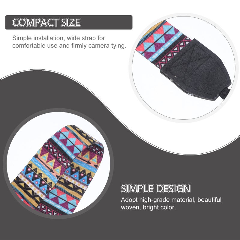 Crossbody Vintage Digital Camera Strap Universal Printed Camera Strap for Outdoor Travel (Colorful) - Image 3