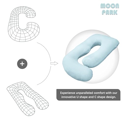 MOON PARK Pregnancy Pillows for Sleeping - U Shaped Full Body Maternity Pillow with Removable Cover - Support for Back, Legs, Belly, HIPS - 57 Inch Pregnancy Pillow for Women - Aqua - Image 5