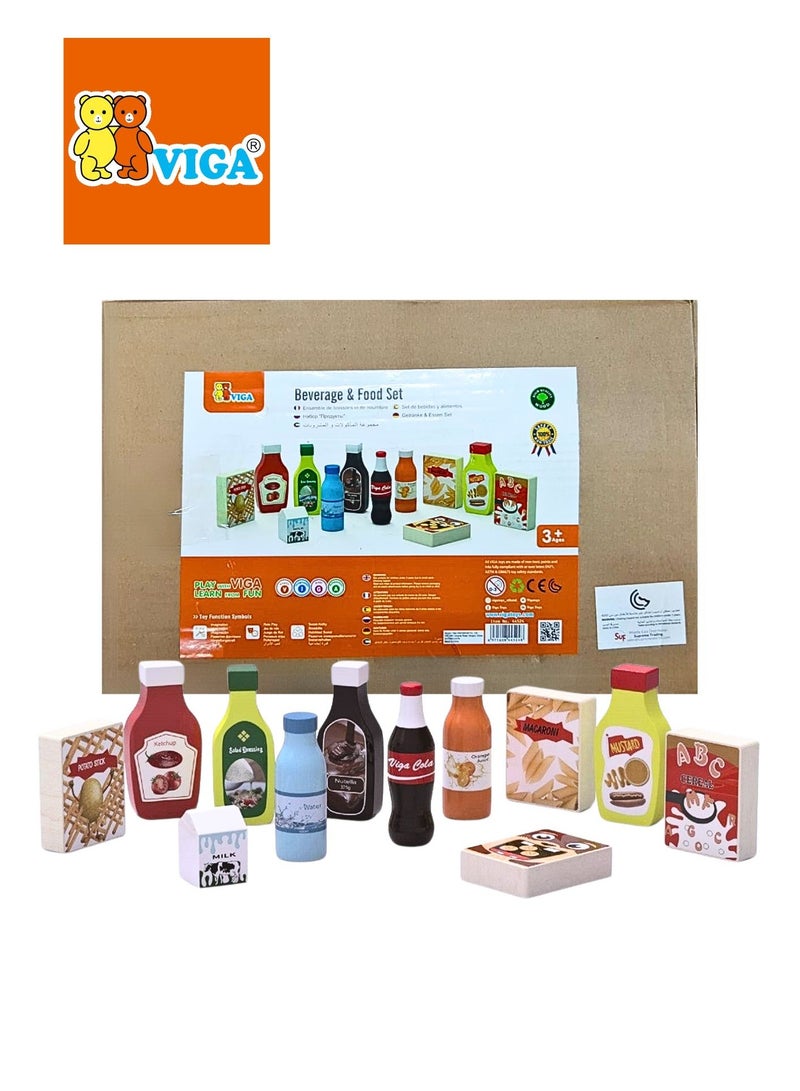 VIGA Pretend Play Kitchen  Beverage & Food Set Age 3+ Above - Image 1