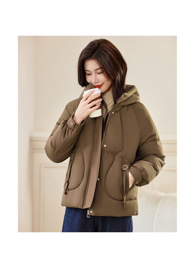 Tucano Padded Thick Puffer Coat Winter Hooded Long Sleeve Solid Color Zipper Warm Cotton Jacket Loose Women'S Outerwear - Image 3
