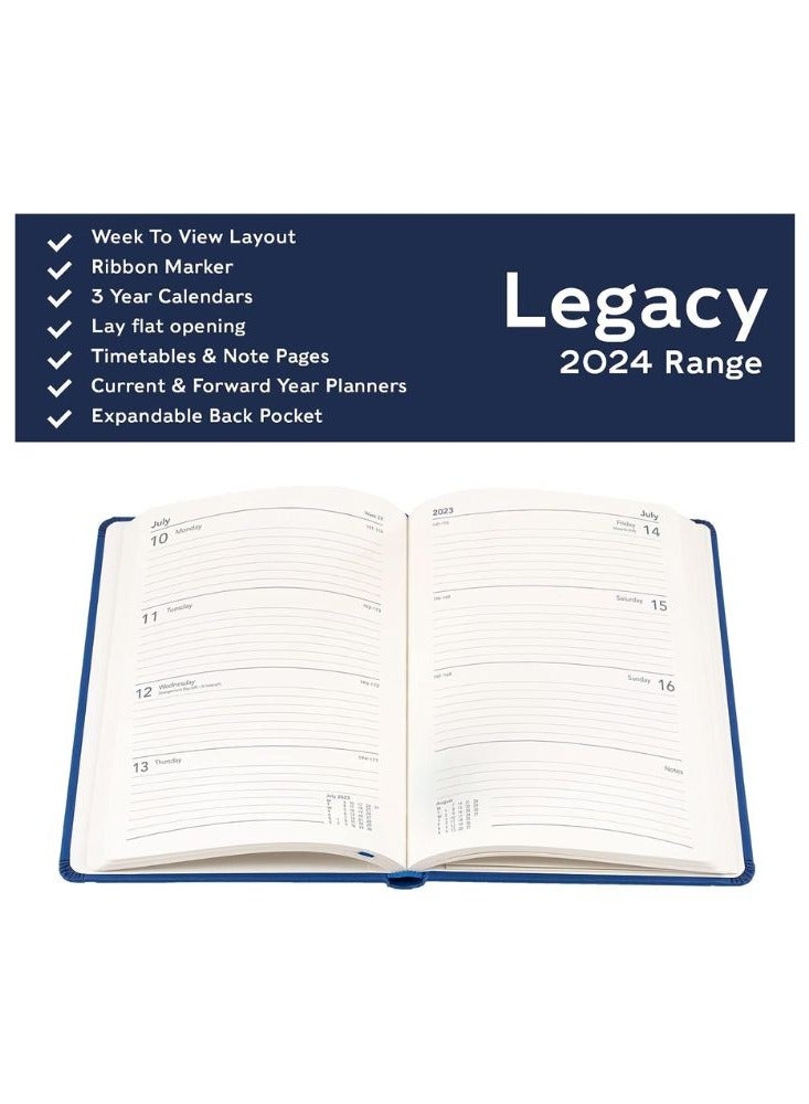 Collins Collins Legacy 2024 Diary A5 Week To View Diary - Business Planner and Organiser - January to December 2024 Diary - Weekly -Grey  - Image 3