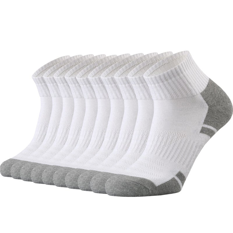 Ortis Low Cut Quarter Socks for Men Cotton Cushion Moisture Wicking Mesh Ventilating Running Training(White XL) - Image 1