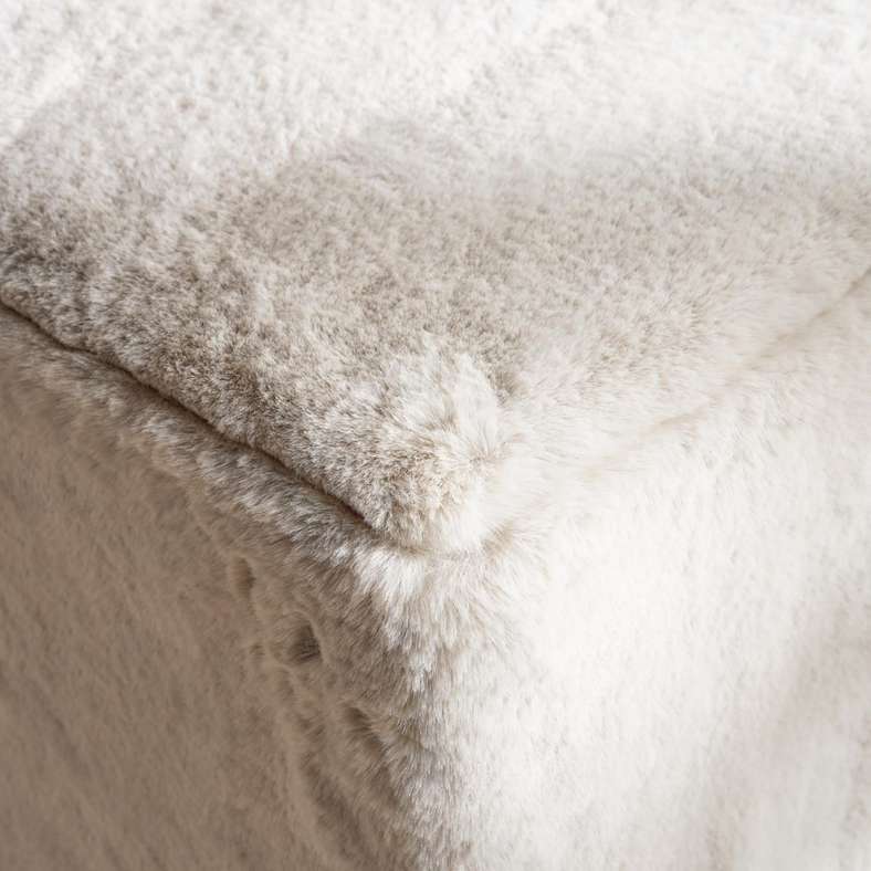 Pan Home Faux Fur Pouf - Frost Grey - Image 2